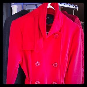 Red pea coat